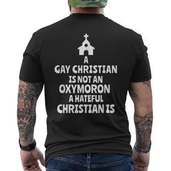 Church Sign Gay Christian Not An Oxymoron Men's Back Print T-Shirt - Monsterry
