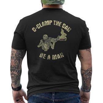 Clamp The Can Be A Man Skeleton Gun Men's Back Print T-Shirt - Monsterry UK