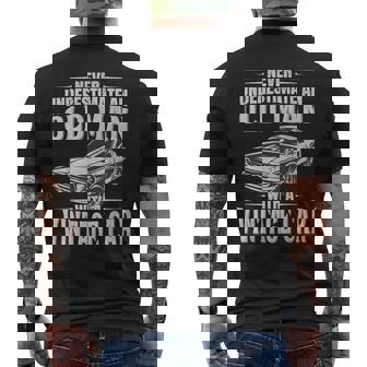 Classic Never Underestimate An Old Man With A Vintage Car Men's Back Print T-Shirt - Monsterry