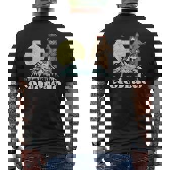 Colorado Banjo Bear Retro Style Mountains Sketch Men's Back Print T-Shirt - Monsterry