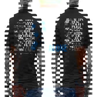 Colorectal Cancer Colon Cancer Blue Ribbon Family Support Men's T-shirt Back Print - Thegiftio