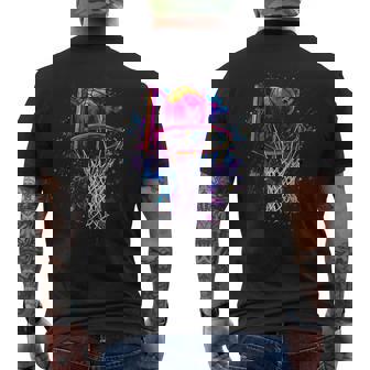 Colorful Basketball Tie Dye ColorSplash Basketball Hoop Net Men's Back Print T-Shirt - Monsterry