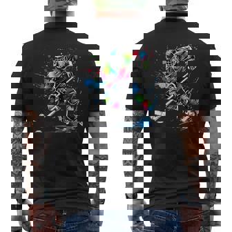 Colorful Ice Hockey Fan Player Tie Dye Color Splash Sports Men's T-shirt Back Print - Seseable