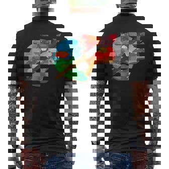 Colorful Paint Palette And Brushes Art Men's Back Print T-Shirt - Monsterry