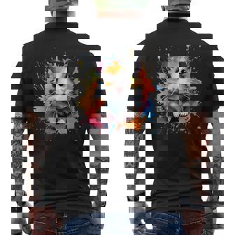 Colorful Splash Art Cute Syrian Hamster Lover Men's Back Print T-Shirt - Monsterry