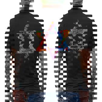 Colorful Star Of David Jewish Star Judaism Judaica Gift Men's Back Print T-Shirt - Monsterry