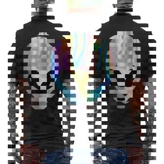Colourful Alien Head UFO Flying Saucer Believe Rainbow Rave Men's Back Print T-Shirt - Monsterry