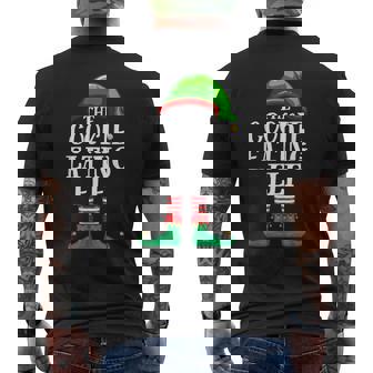 Cookie Eating Elf Matching Family Christmas Party Pajama Men's Back Print T-Shirt - Monsterry