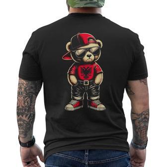 Cool Albanischer Teddybär Albanien Flagge Outfit Street T-Shirt mit Rückendruck - Geschenkecke