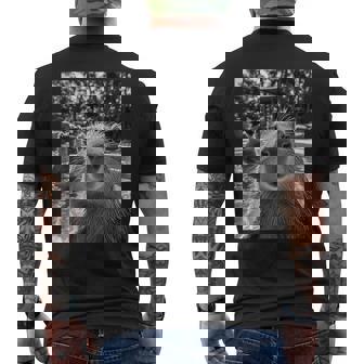Cool Capybara Selfie Men's T-shirt Back Print - Seseable