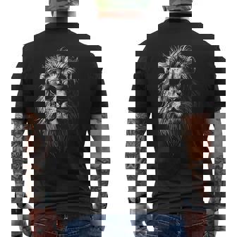 Cool Lion With Sunglasses Graphic For All Ages Men's T-shirt Back Print - Monsterry