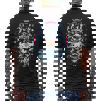 Cool Wolf Avec Casque Écoute De La Musique Pour Les Fans D'animaux Et Les Musiciens T-shirt imprimé au dos - Cadeauxyz