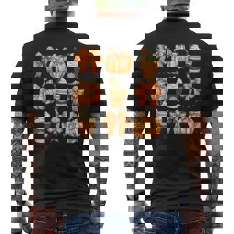 Coquette Bow Pumpkin Spice Thanksgiving Autumn Fall Leaves Men's Back Print T-Shirt - Monsterry