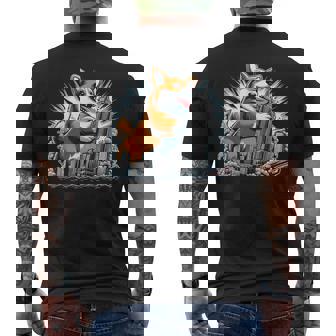 Corgizilla Dog Monster Movie Meme Corgi Graphic Kaiju Men's Back Print T-Shirt - Thegiftio