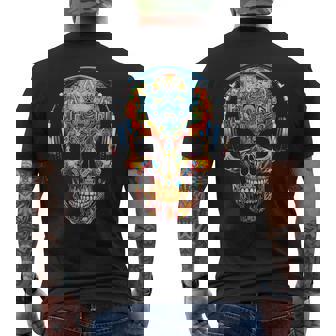 Cráneo Arte Geométrico Fantasía Colorido Cráneo Gráfico Camiseta Hombre Estampado Espalda - Regaloses