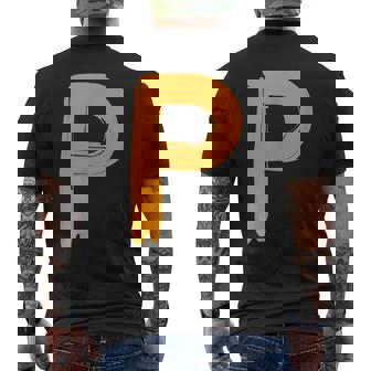 Creative Bold Letra Naranja P Diseño Alfabeto Marcador Camiseta Hombre Estampado Espalda - Regaloses