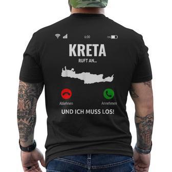 Crete Call An Greece Island Holiday Travel S T-Shirt mit Rückendruck - Geschenkecke