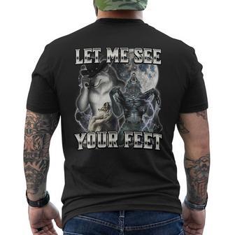 Cringe Alpha Wolf Show Me Your Feet -Adults Black Small Men's T-shirt Back Print - Thegiftio UK