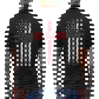 Cross American Flag Man Of God Husband Dad Grandpa Christian Men's Back Print T-Shirt - Monsterry