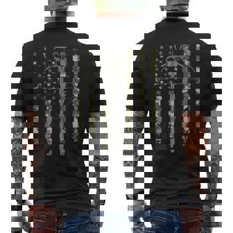 Crossbow Hunting Vintage American Flag Camouflage Men's Back Print T-Shirt - Monsterry