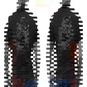 Cuervo Negro Gótico Con Estampado De Cuervo Camiseta Hombre Estampado Espalda - Regaloses