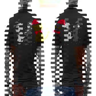 Cute Anime Cat Couple Christmas Cat Led Light Men's Back Print T-Shirt - Monsterry