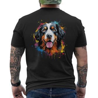 Cute Bernese Mountain Dog On Painted Bernese Mountain Dog T-Shirt mit Rückendruck - Geschenkecke