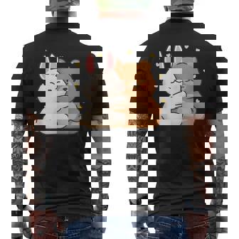 Cute Bunny Hug Bear Bunny And Bear They Share Love Bunny Men's Back Print T-Shirt - Monsterry