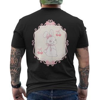 Cute Easter Bunny Coquette Bunny Bows Vintage Tank Top Men's Back Print T-Shirt - Monsterry