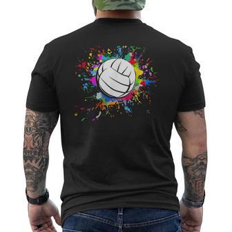 Cuteolleyball Ball Watercolor Colorful Paint Splash T-Shirt mit Rückendruck - Geschenkecke