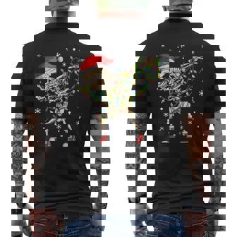 Dabbing Skeleton Santa Christmas Tree Lights Xmas Dab Boys Men's Back Print T-Shirt - Monsterry