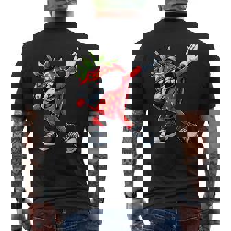 Dabbing Strawberry Summer Fruit Lover Men's T-shirt Back Print - Seseable