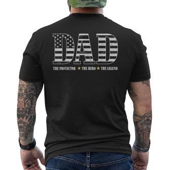 Dad The Protector Hero Legend American Flag Dad Father's Day Men's T-shirt Back Print - Thegiftio UK