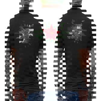 Decorative Poinsettia Traditional Red Christmas Flower Plant Men's Back Print T-Shirt - Monsterry
