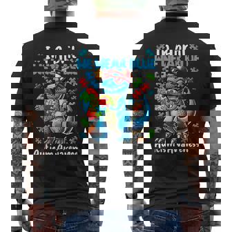 Dinosaur Autism Awareness Month In April We Wear Blue T Rex Men's T-shirt Back Print - Seseable