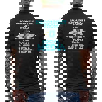 Disconnect From Social Media Anti Smartphone Detox Men's Back Print T-Shirt - Monsterry