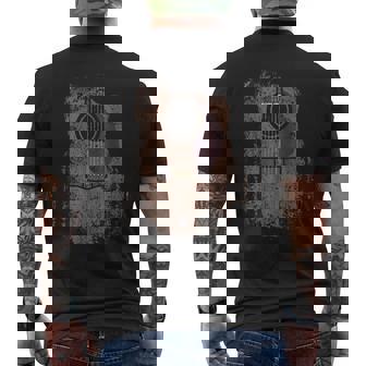 Distressed Acoustic Guitar Vintage Player Rock & Roll Music Men's T-shirt Back Print - Thegiftio