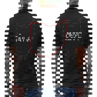 Distressed Ohio Native Red Outline Tee Men's Back Print T-Shirt - Monsterry