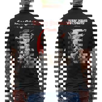 Divertidas Cabras Felices Con Sombrero De Papá Noel Para Amantes De Las Cabras Feas Navidad Camiseta Hombre Estampado Espalda - Regaloses