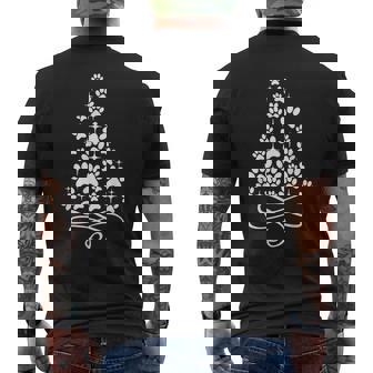 Dog Cat Paw Print On Christmas Tree Men's Back Print T-Shirt - Monsterry