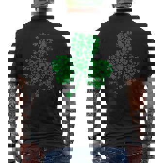 Dog Paw Print Costume Dog Shamrock St Patricks Day Men's Back Print T-Shirt - Monsterry
