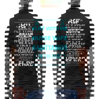 Don't Flirt With Me I Love My Sagittarius Nurse Wife Men's Back Print T-Shirt - Monsterry