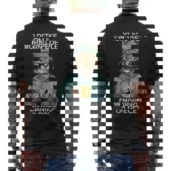 I Don't Like Morning People Or Mornings Or People Cat Men's Back Print T-Shirt - Monsterry