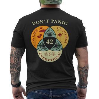 Don't Panic Life Universe Everything 42 Science Fiction Space Lovers T-Shirt mit Rückendruck - Geschenkecke