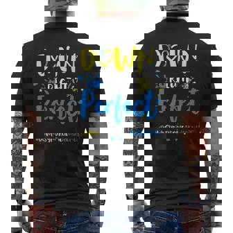Down Right Perfect Down Syndrome Awareness Ribbon Men's T-shirt Back Print - Seseable