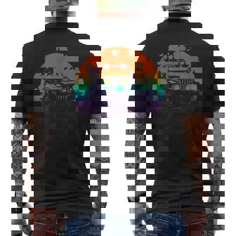 Drapeau Étoiléintage Avec Silhouette De Coucher De Soleil Sur Route T-shirt imprimé au dos - Cadeauxyz