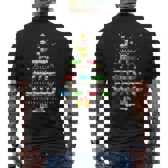 Drum Lover Christmas Lighting Drum Xmas Tree Men's Back Print T-Shirt - Monsterry