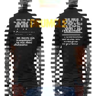 Drumcle Noun Drummer Uncle Drumming Musician Band Member Men's Back Print T-Shirt - Monsterry