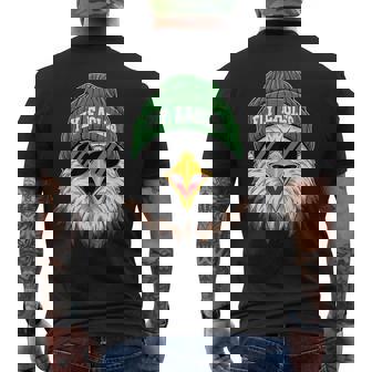 Eagles Fly Face With Sunglasses Vintage Eagles Flying Bird Men's Back Print T-Shirt - Monsterry