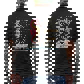 Easily Distracted By Seahorses And Books Book Reading Men's Back Print T-Shirt - Monsterry